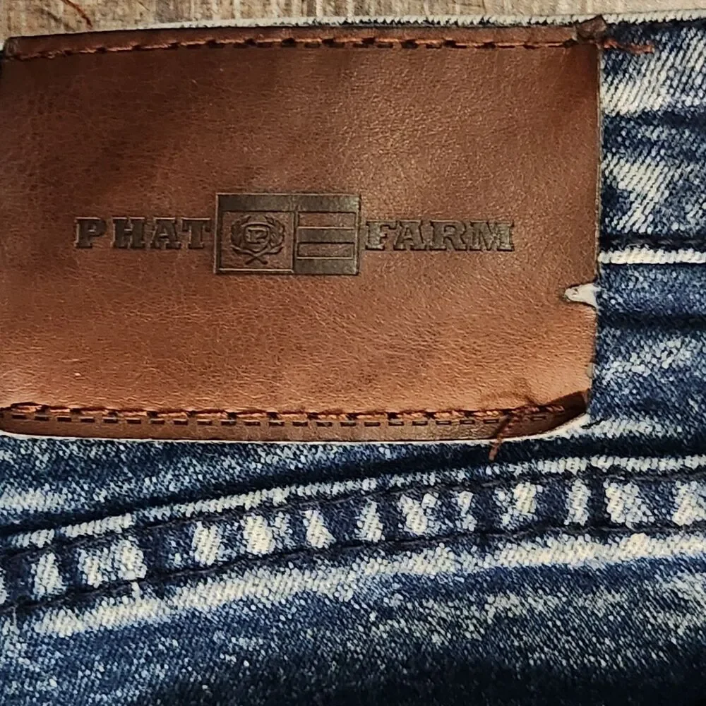 Phat Farm Boys Shorts 16 Blue Denim Medium Wash Skinny Fit Distressed Vintage